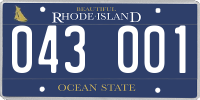 RI license plate 043001