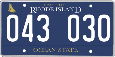 RI license plate 043030