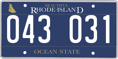RI license plate 043031