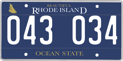 RI license plate 043034
