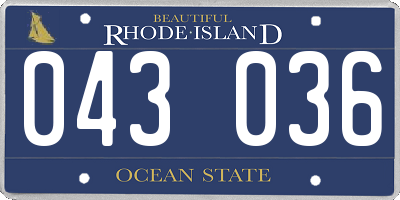 RI license plate 043036