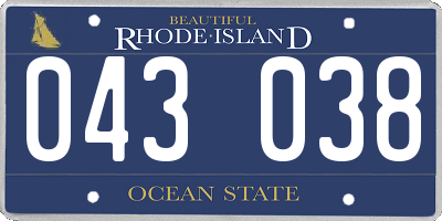 RI license plate 043038