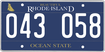 RI license plate 043058