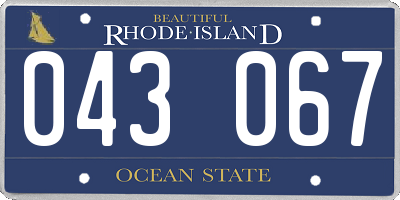 RI license plate 043067