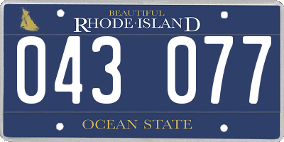 RI license plate 043077