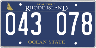 RI license plate 043078