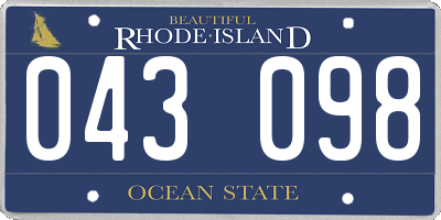 RI license plate 043098