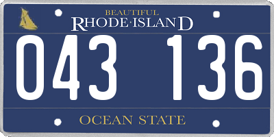 RI license plate 043136