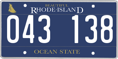 RI license plate 043138