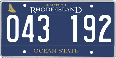 RI license plate 043192