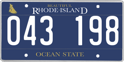 RI license plate 043198