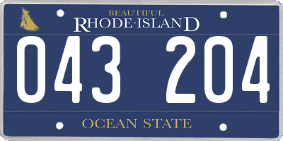 RI license plate 043204
