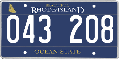RI license plate 043208