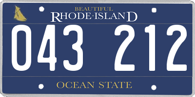 RI license plate 043212