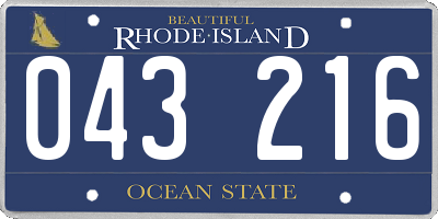 RI license plate 043216