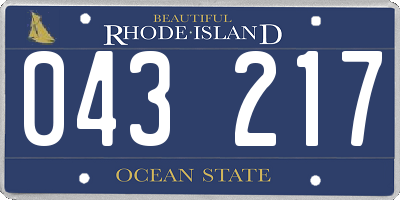 RI license plate 043217