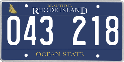 RI license plate 043218