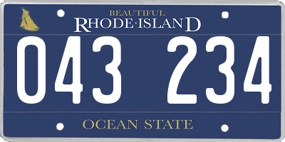 RI license plate 043234