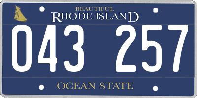 RI license plate 043257