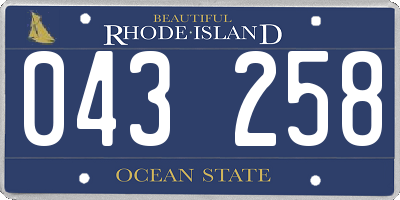 RI license plate 043258