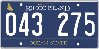 RI license plate 043275