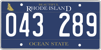 RI license plate 043289