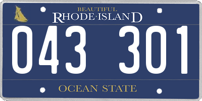 RI license plate 043301