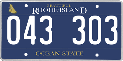 RI license plate 043303