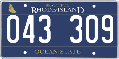 RI license plate 043309