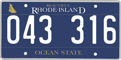 RI license plate 043316