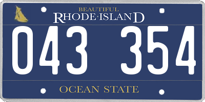 RI license plate 043354