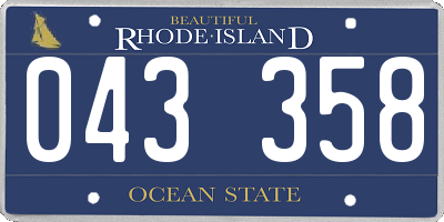 RI license plate 043358