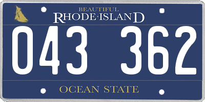 RI license plate 043362