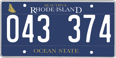 RI license plate 043374