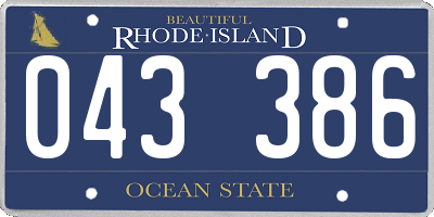 RI license plate 043386