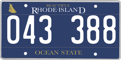 RI license plate 043388