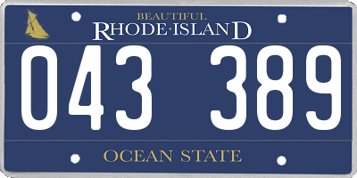 RI license plate 043389