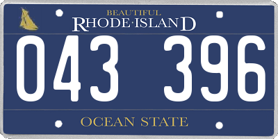 RI license plate 043396
