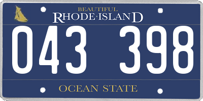 RI license plate 043398