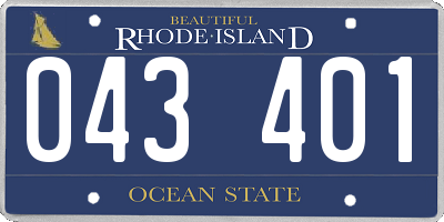 RI license plate 043401