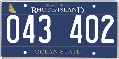 RI license plate 043402