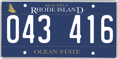 RI license plate 043416
