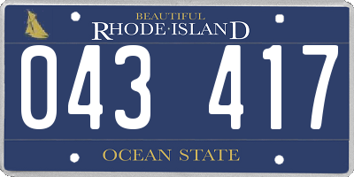 RI license plate 043417