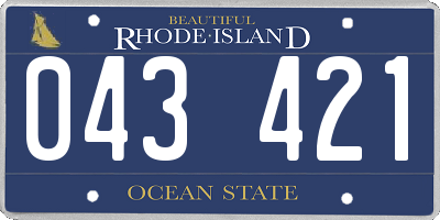 RI license plate 043421