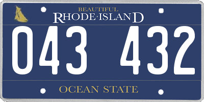 RI license plate 043432