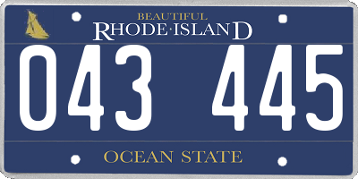 RI license plate 043445