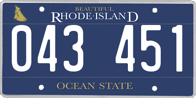 RI license plate 043451