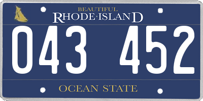 RI license plate 043452