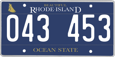 RI license plate 043453