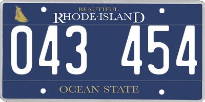 RI license plate 043454